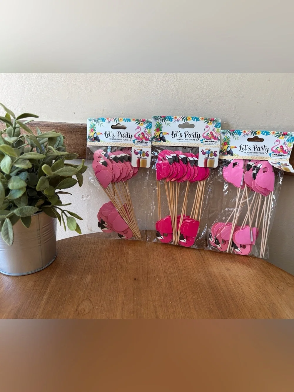 Let’s Party Pink Flamingo Cocktail Picks - Pack of Honeycomb Sticks
